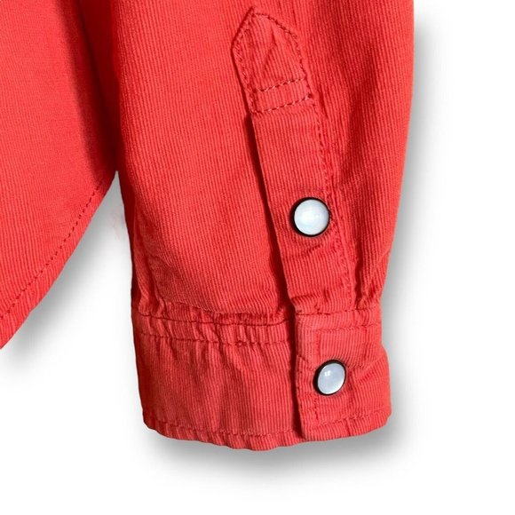 Holding Horses Womens Coral Pearl Snap Shirt Sz 0 Western Corduroy Anthropologie - Picture 7 of 8